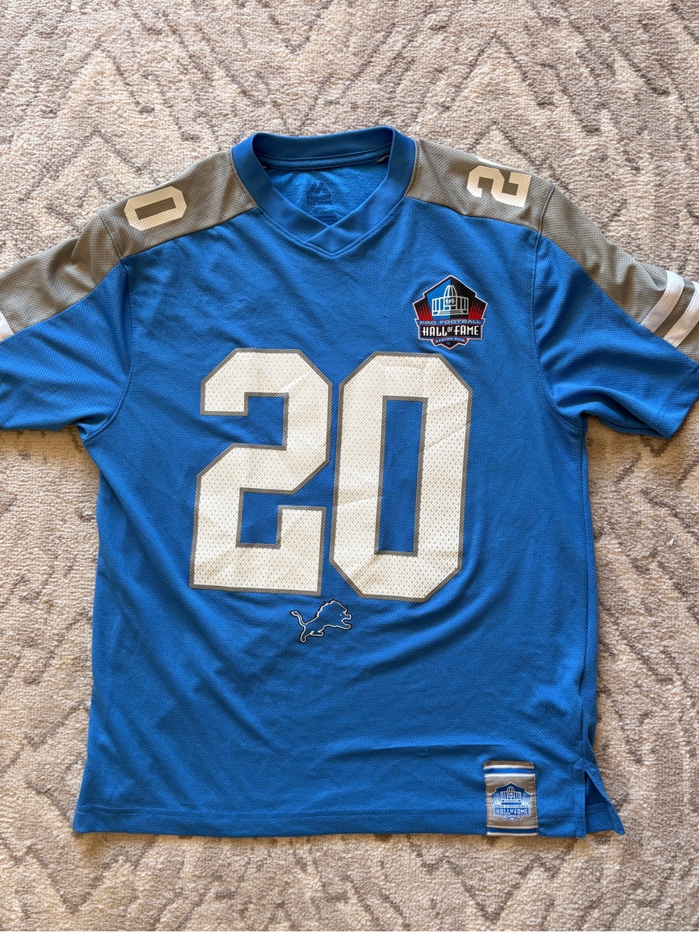 Detroit Lions Barry Sanders Blue #20 Hall of Fame Football Jersey Men’s Medium